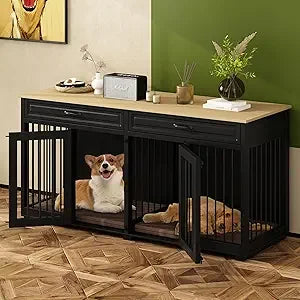 XXXL Wooden Dog Crate Furniture With 4 Drawers And Divider