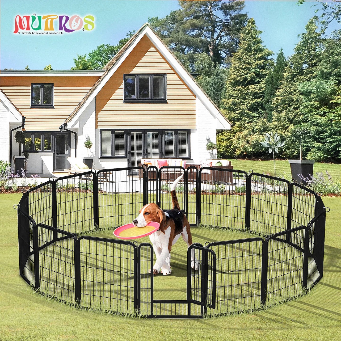 Foldable Dog Playpen With Door Outdoor Indoor Fence