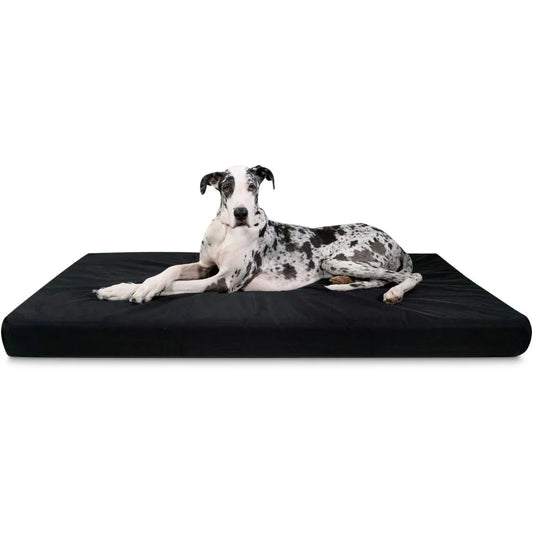 Tough Rip-Stop Orthopedic Rectangle Dog Bed Removable Washable Cover, Solid Orthopedic Foam for XX-Large Dogs 68"x40", Obsidian