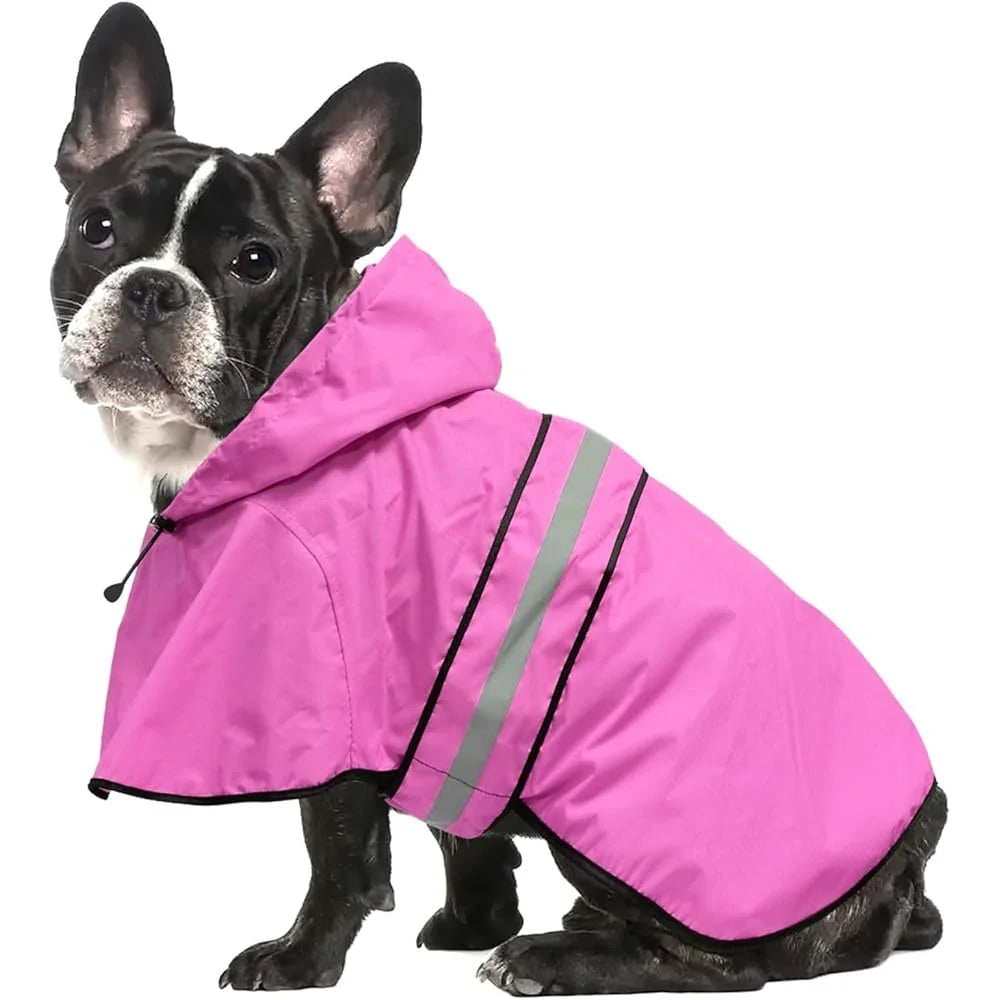 Waterproof Lightweight Dog Raincoat Reflective Adjustable Pet Poncho Jacket Hooded Rain Gear for Small Medium Large Dogs