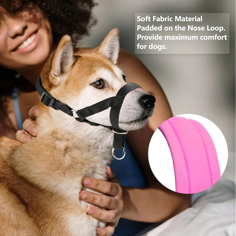 Padded Dog Head Collar Adjustable No Pull Harness Durable Nylon Strap Better Control for All Dog Sizes