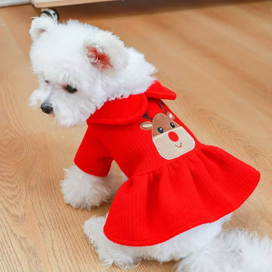 Pet Skirt Dress Warm Winter Coat For Small Dogs Christmas