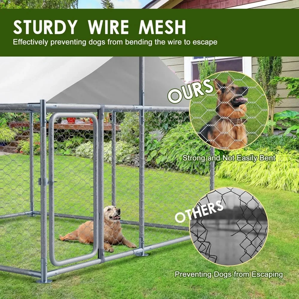 Outdoor Large Dog Kennel Enclosure With Roof Galvanized