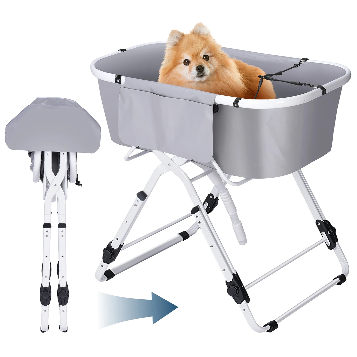 Portable Pet Bathtub Foldable Elevated Small Medium Dog Bath Tubs for Bathing Shower Grooming Washing Pool