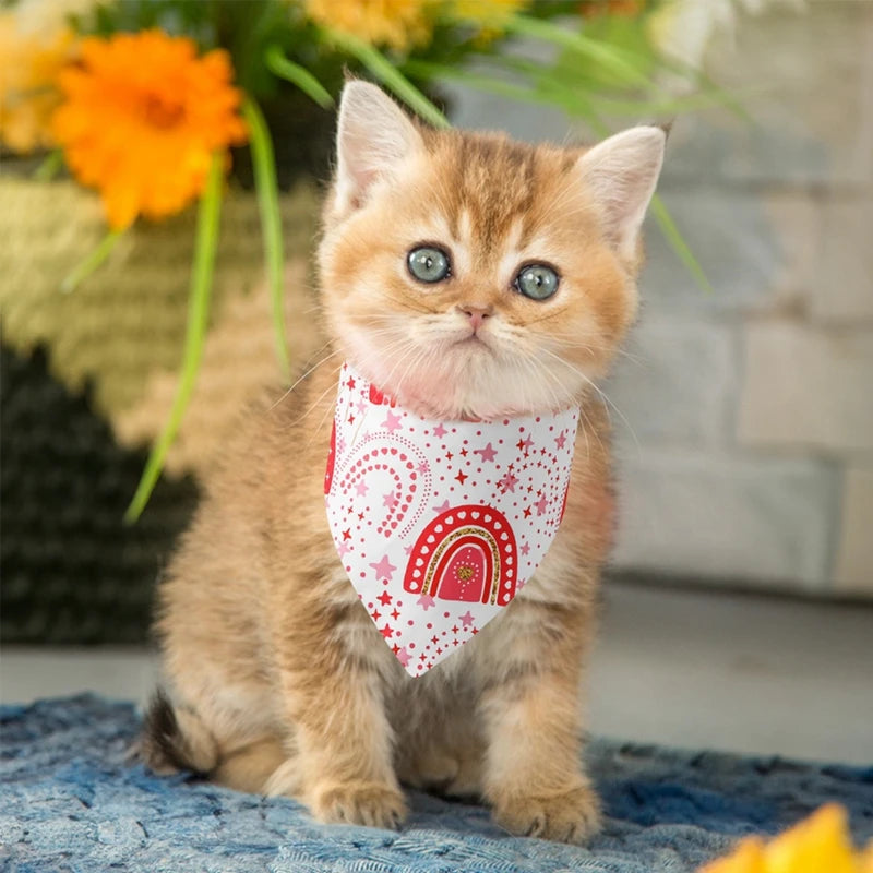 Washable Valentine Love Heart Printed Dog Bandana Christmas Themed Pet Kerchief Scarf Nylon 1 Pack