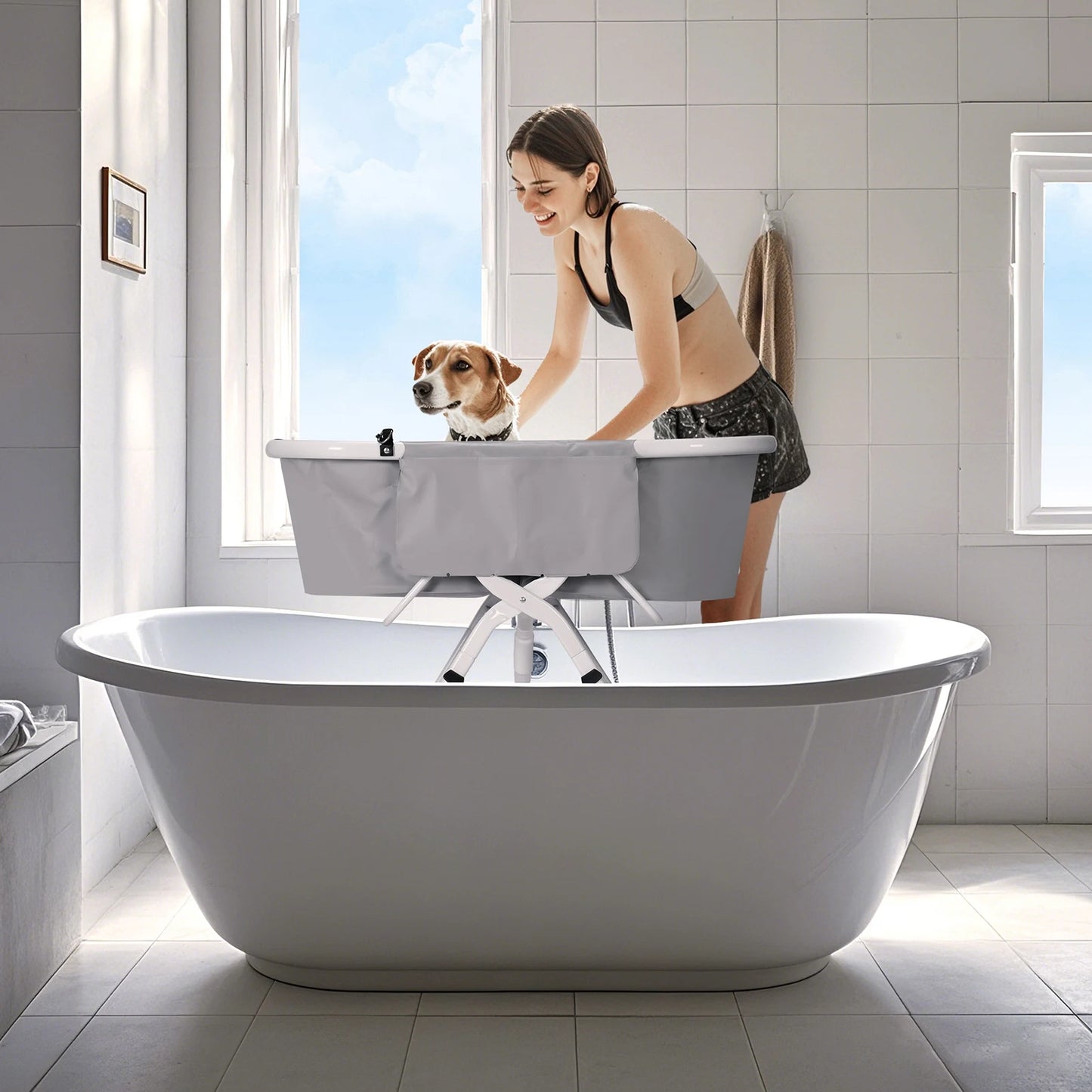 Portable Pet Bathtub Foldable Elevated Small Medium Dog Bath Tubs for Bathing Shower Grooming Washing Pool