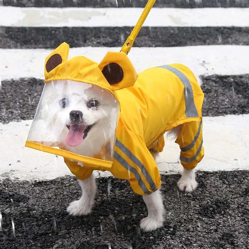Waterproof Dog Rain Jacket Reflective Poncho for Medium Dogs