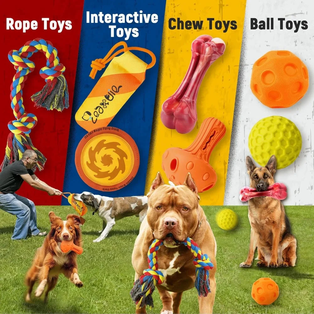 Zeaxuie 12 Pack Heavy Duty Dog Chew Toys Aggressive Chewers
