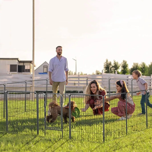 Foldable Metal Dog Playpen With Door Gate Heavy Duty Fence