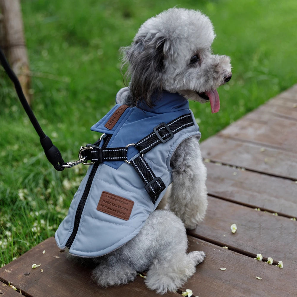 Winter Dog Jacket Harness Waterproof Coat For Large Breeds