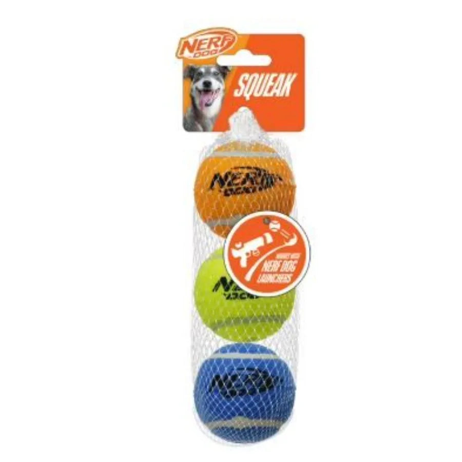 Nerf Dog Squeak Tennis Ball Dog Toy 2.5 Inch 3 Pack