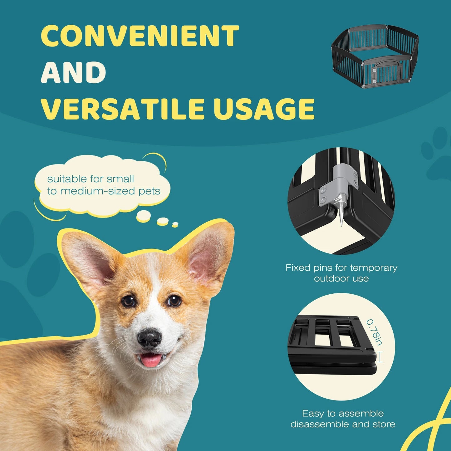 Plastic Dog Playpen 6 Panel 24in Expandable Indoor Fence