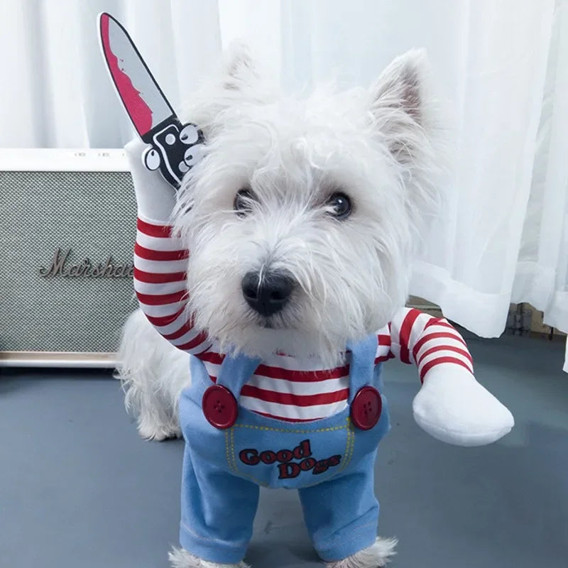 Funny Dog Chucky Costume Sweatshirt Set Halloween Pet