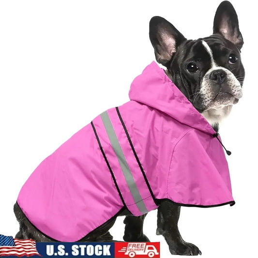 Waterproof Lightweight Dog Raincoat Reflective Adjustable Pet Poncho Jacket Hooded Rain Gear for Small Medium Large Dogs