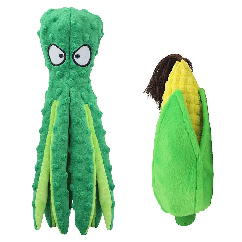 Pet Plush Octopus Dog Interactive Toy Indestructible Bite Resistant Squeaky Rattle for Dogs