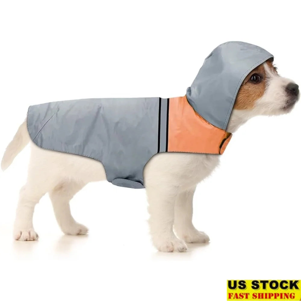 Ultra Light Waterproof Hooded Dog Raincoat Reflective