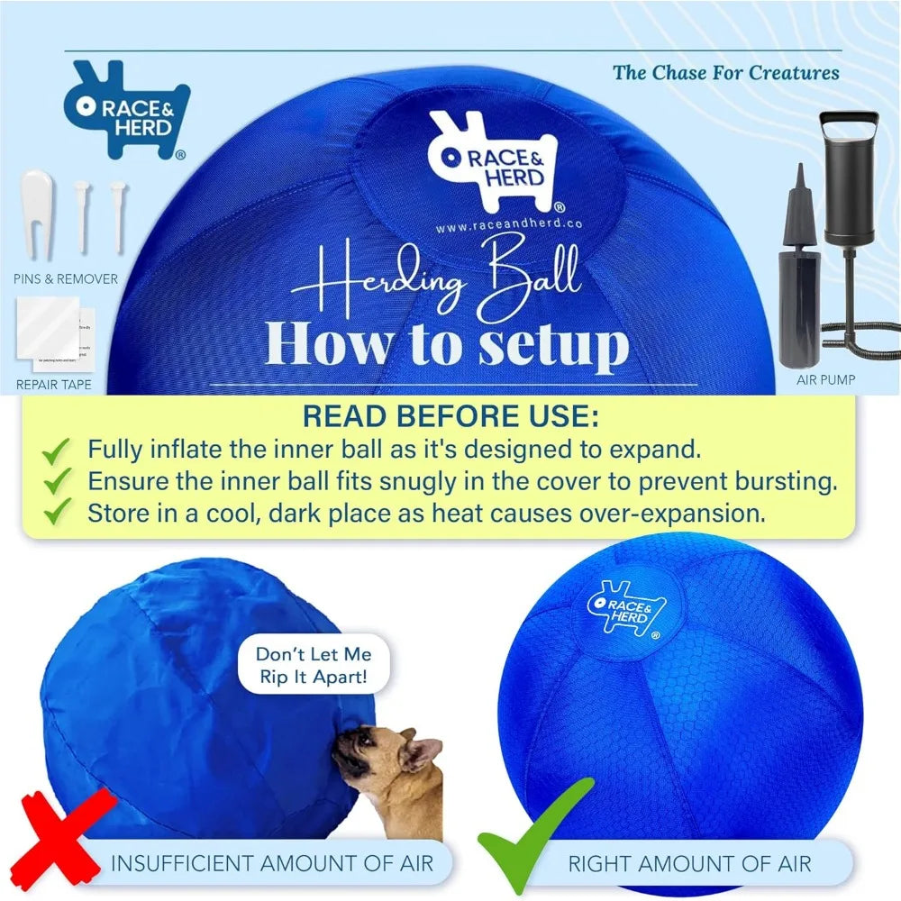 Race Herd 22 Inch Blue Herding Ball For Dogs Training Toy