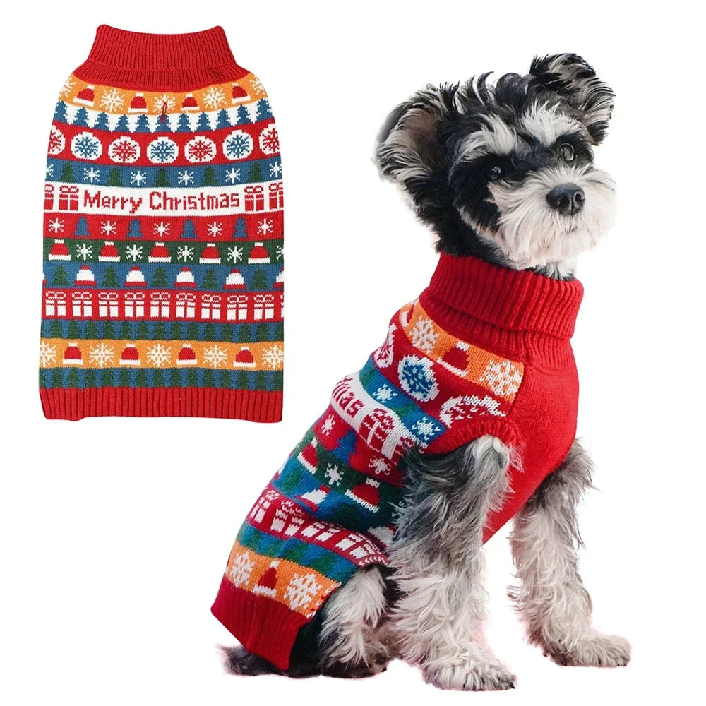 Christmas Puppy Sweater for Small Dogs Winter Warm Knitwear