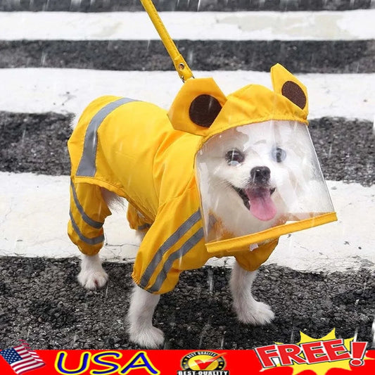 Waterproof Dog Rain Jacket Reflective Poncho for Medium Dogs