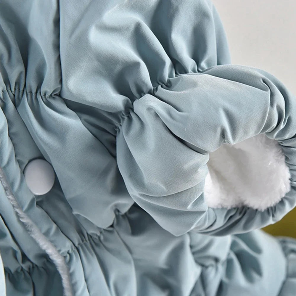 Winter Warm Dog Dress Floral Bubble Skirt Hooded Coat