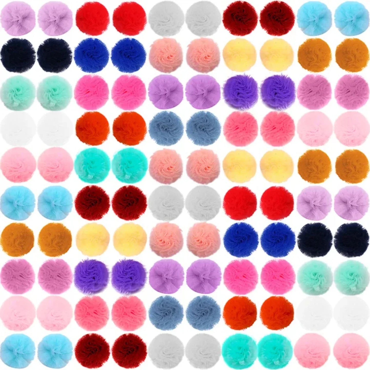 40Pcs Pet Dog Hair Accessories Round Lace Bows Rubber Bands