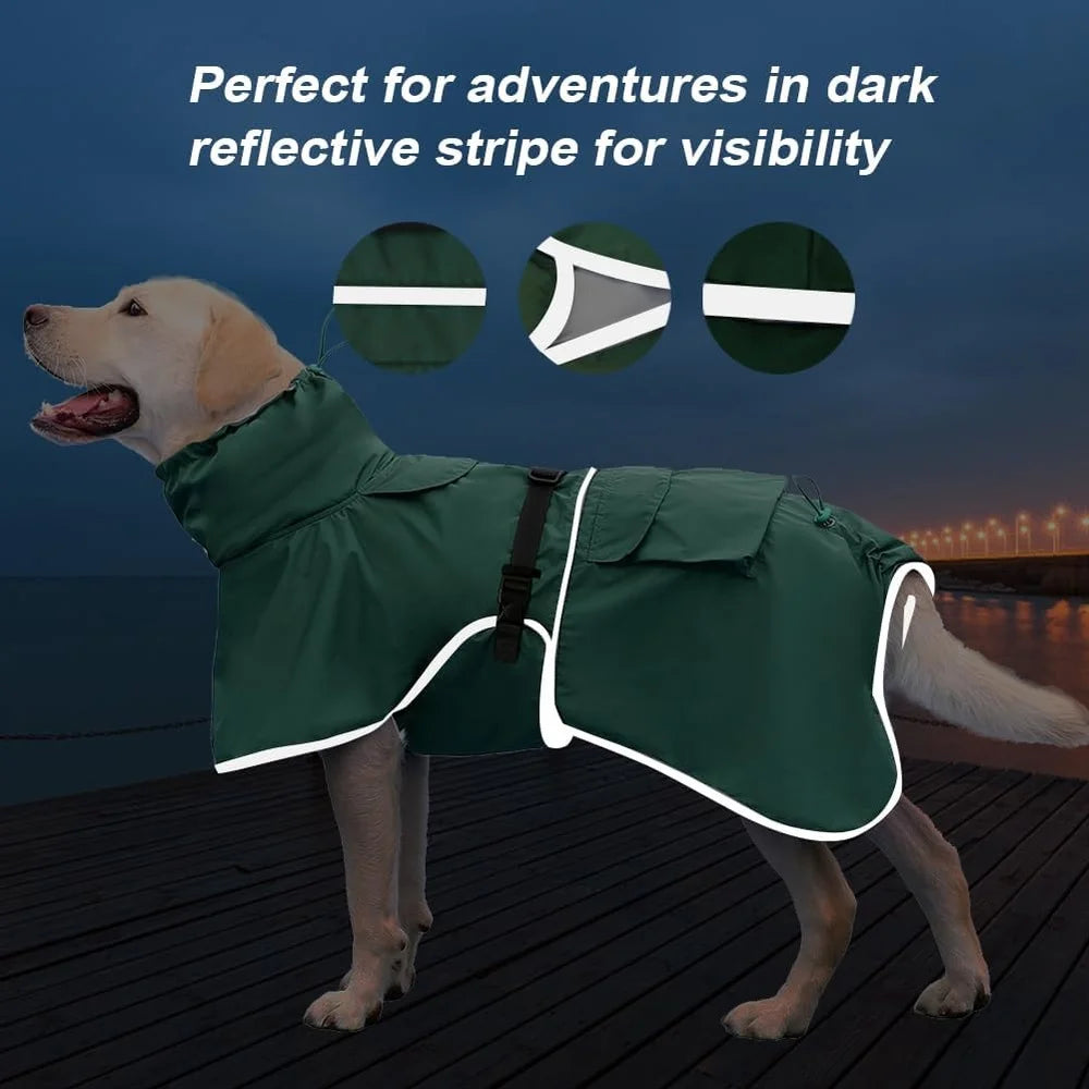 Waterproof Dog Raincoat Reflective Hooded Jacket 6XL
