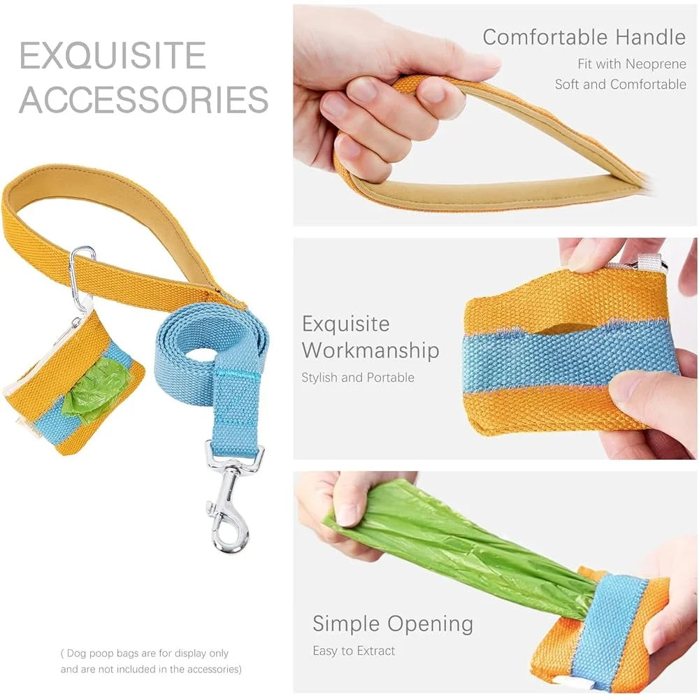 No Pull Dog Harness Set Adjustable Lightweight Cotton Halter With Leash Poop Bag Holder Escape Proof Step In Design