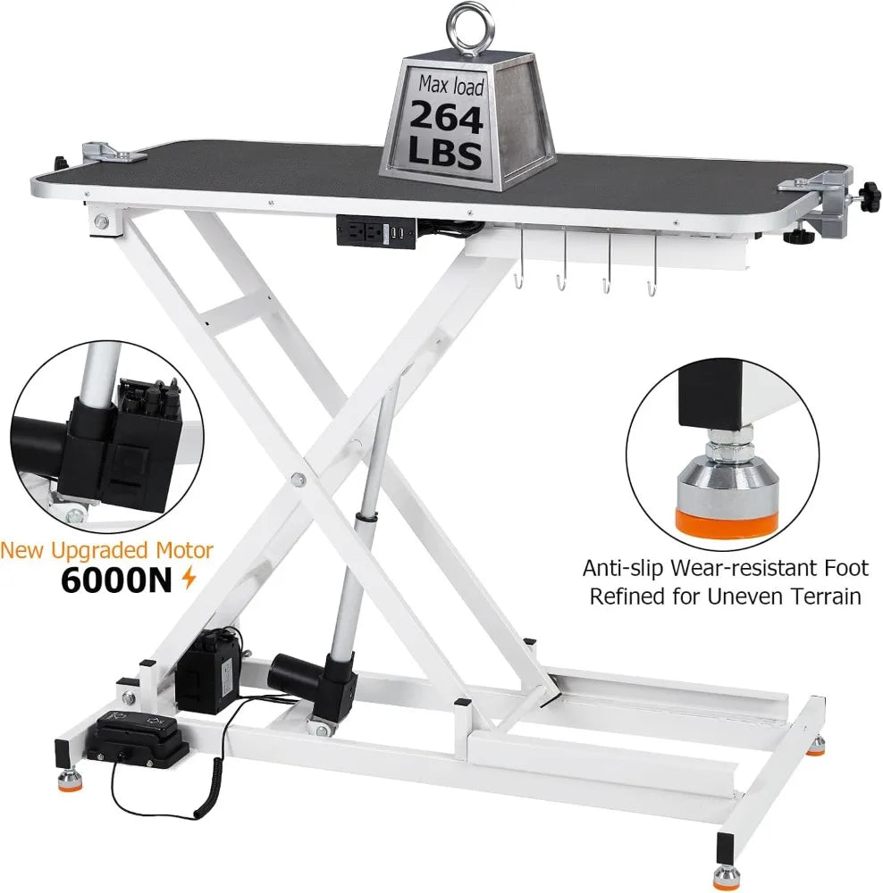 50 Inch Electric Pet Grooming Table With 9 To 40 Inch Height Adjustable X Type Lift For Large Dogs