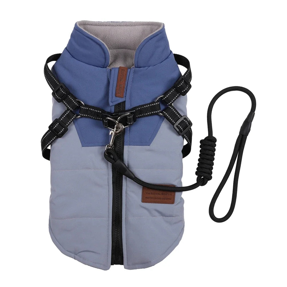 Winter Dog Jacket Harness Waterproof Coat For Large Breeds