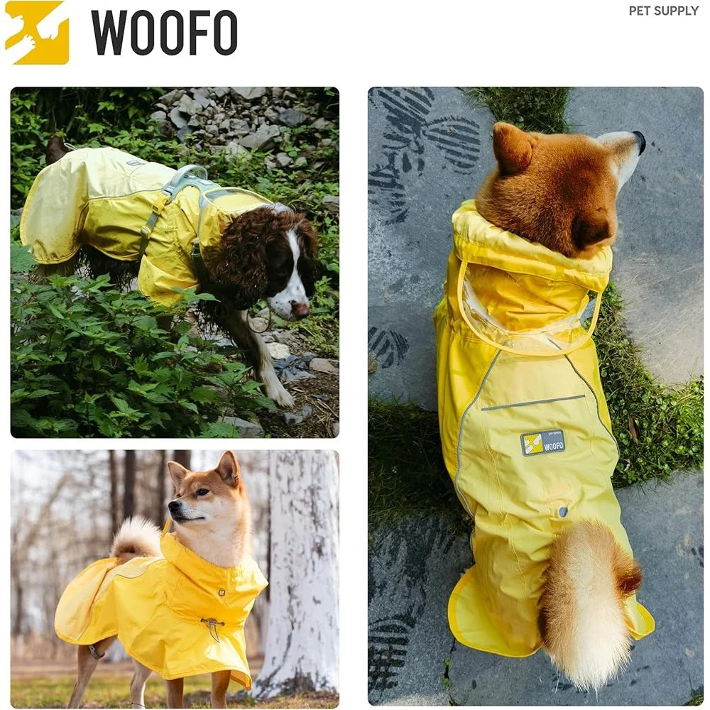 Quick Slip On Waterproof Dog Rain Poncho Lightweight Adjustable Raincoat For All Breeds