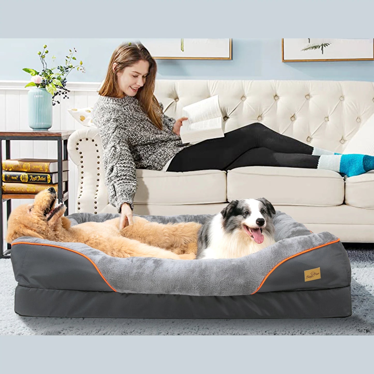 Large Dog Bed Soft Comfortable Anti Allergy Warm Fleece Removable Washable Cover Waterproof Pet Bed