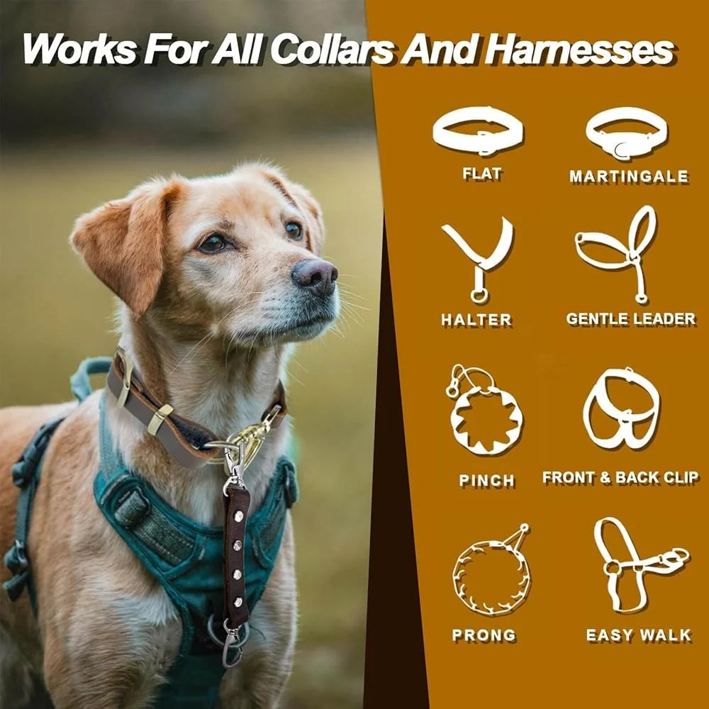 Durable Dog Collar Safety Strap Harness Clip Escape Proof Handmade Leather Connector for All Breeds