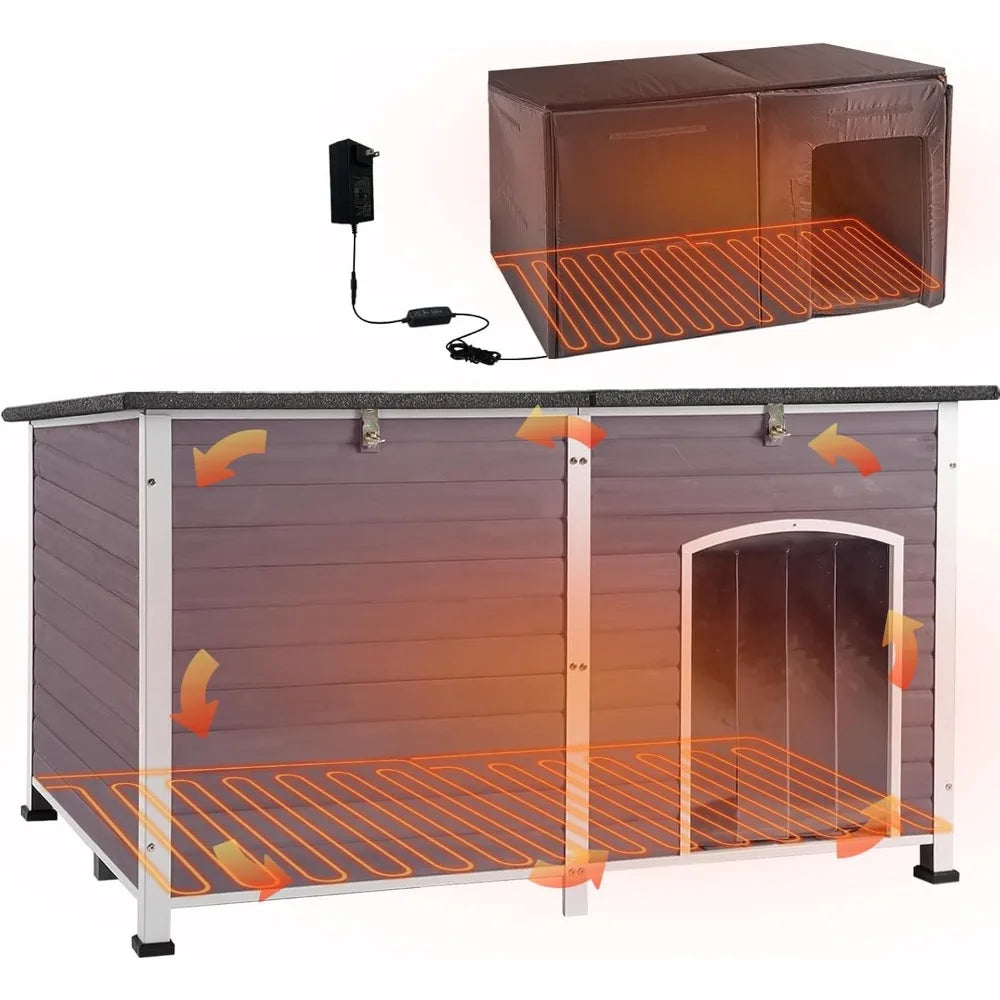 Large Insulated Outdoor Dog Kennel With Heater 59 Inch