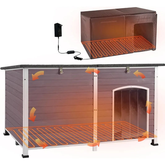Large Insulated Outdoor Dog Kennel With Heater 59 Inch
