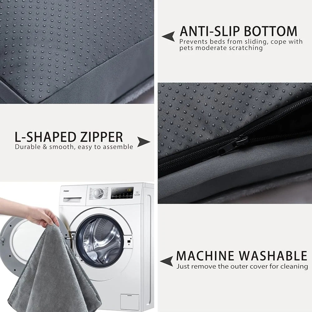 Waterproof Plush Dog Crate Bed With Removable Cover Non Slip