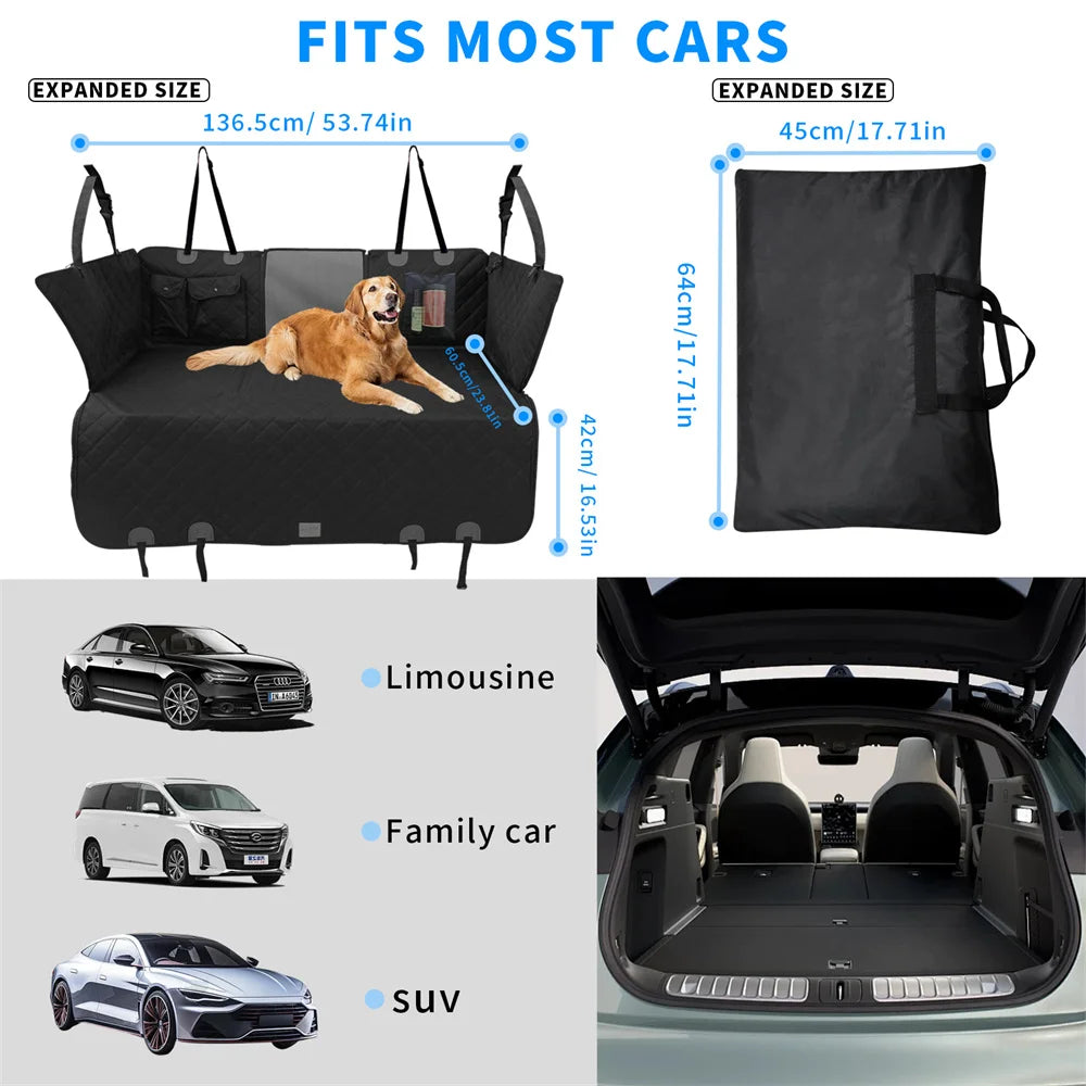 Waterproof Back Seat Extender Dog Car Seat Cover With Mesh Window And Storage Pocket Supports Up To 220lbs Hammock