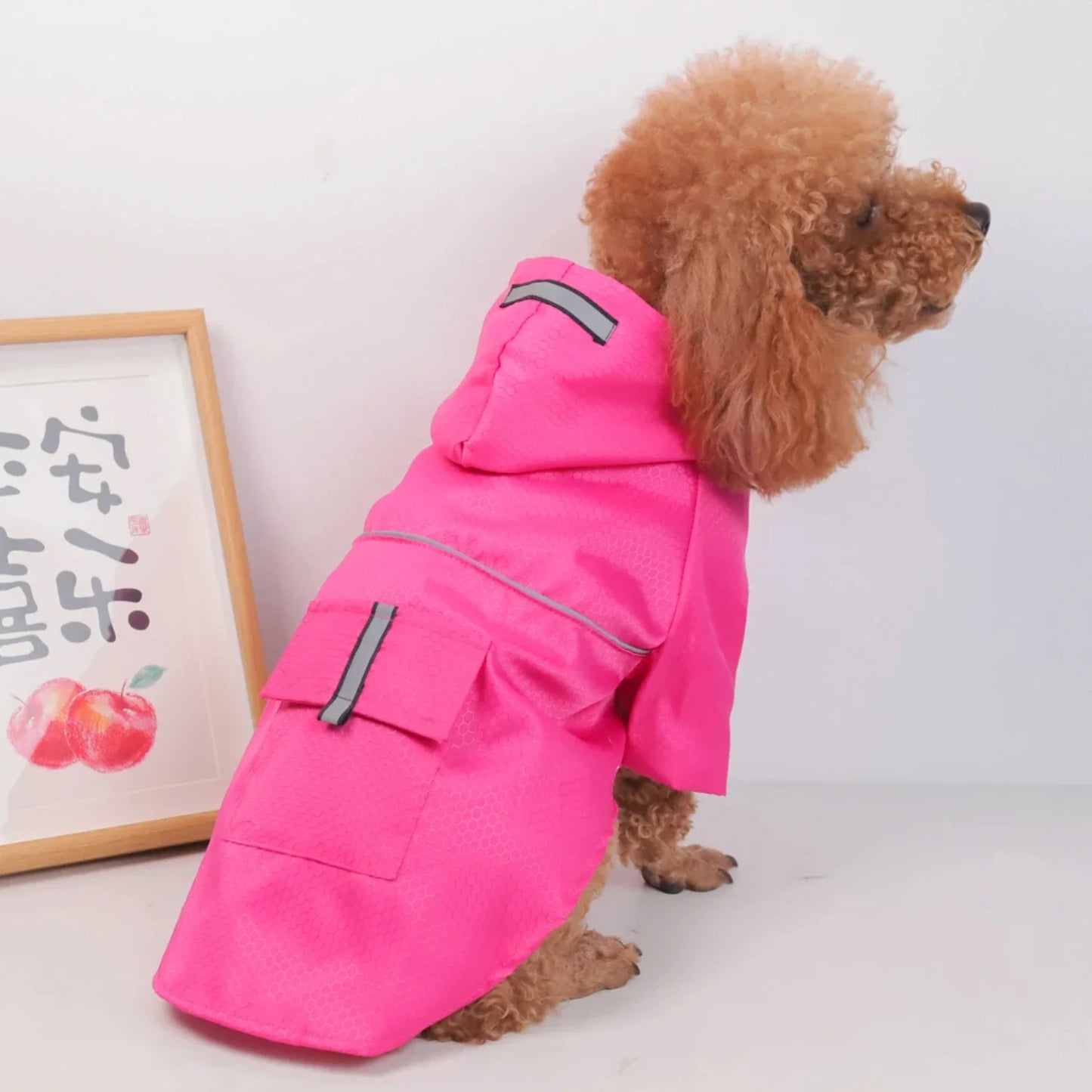 Mesh Breathable Small Dog Raincoat Reflective Hooded Jacket