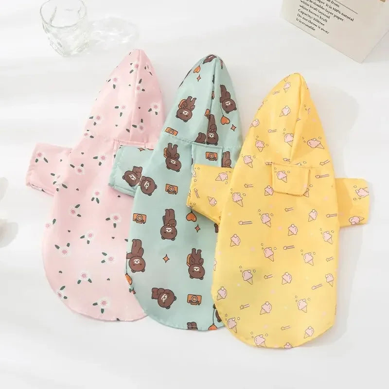 Dog Raincoat Summer Fashion Short Sleeve Waterproof Coat