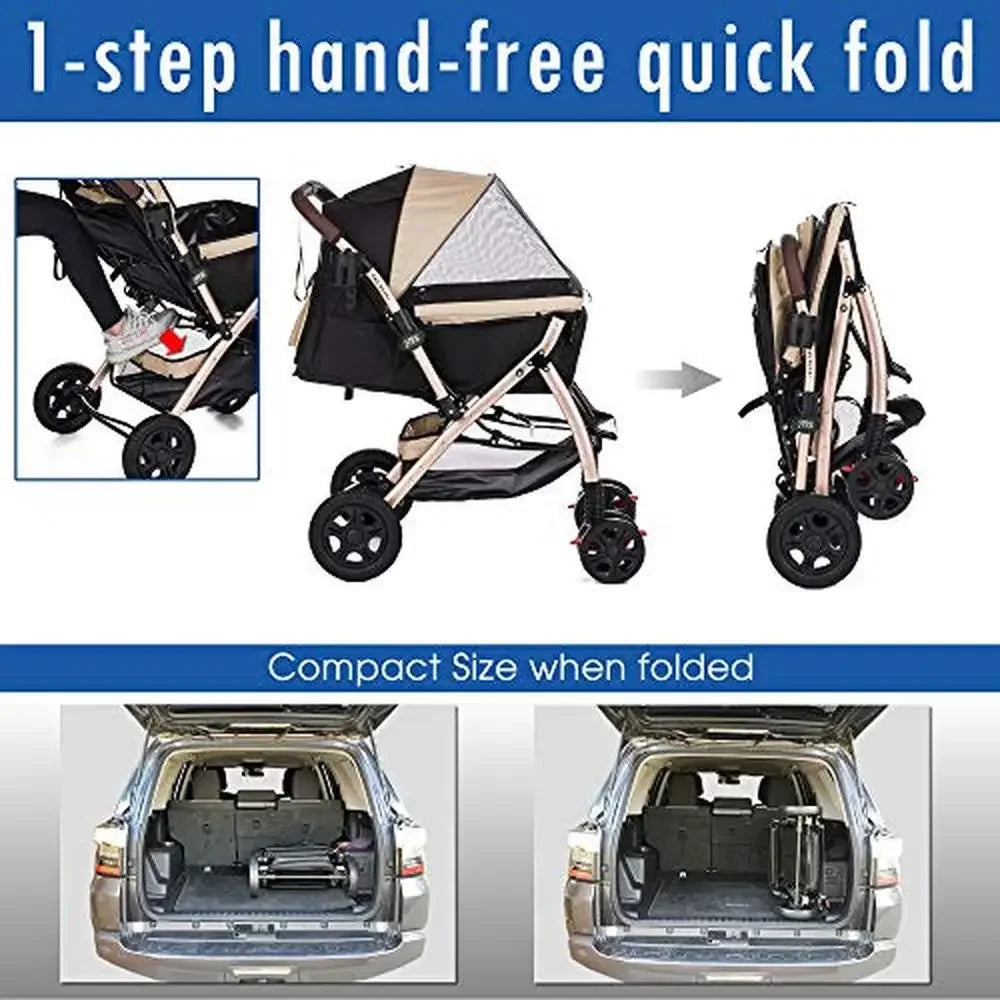 HPZ Pet Rover XL Long Heavy Duty Dog Cat Stroller 35In Convertible Aluminum Pump Free Rubber Wheels No Zipper Canopy