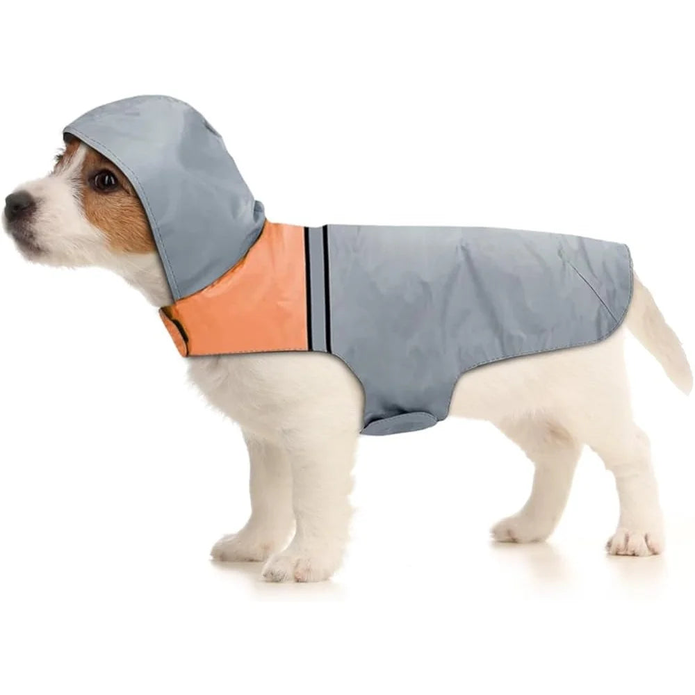 Ultra Light Waterproof Hooded Dog Raincoat Reflective