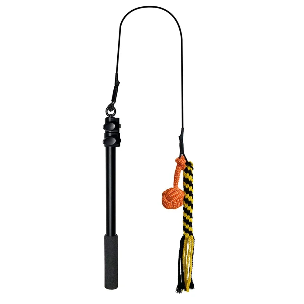 Retractable Pole Dog Chew Toy Black Plush Bite Resistant Flirt Pole Teaser Wand with Plush Refill for Dogs