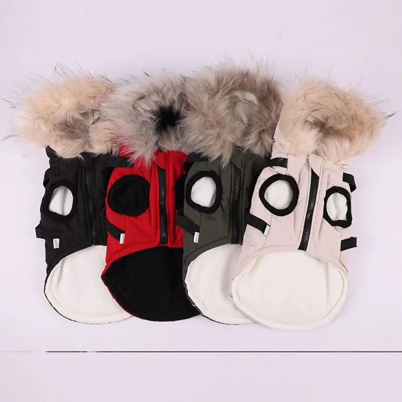 Autumn Winter Warm Dog Jacket With Harness Hooded Coat