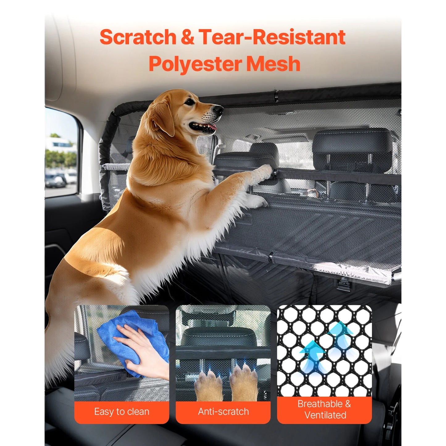 SucceBuy Dog Car Barrier See Through Mesh Universal Fit
