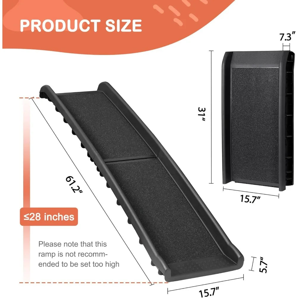 Folding Dog Ramp Car SUV 62 Inches Non Slip Raised Rails