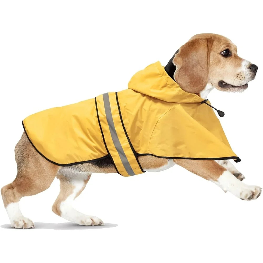 Waterproof Reflective Dog Rain Jacket Lightweight Adjustable Poncho for Pet Walking Outdoor Travel Rainy Days