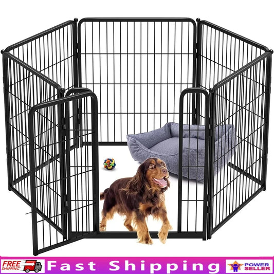Heavy Duty Metal Dog Playpen 6 Panels 32 Inch Expandable