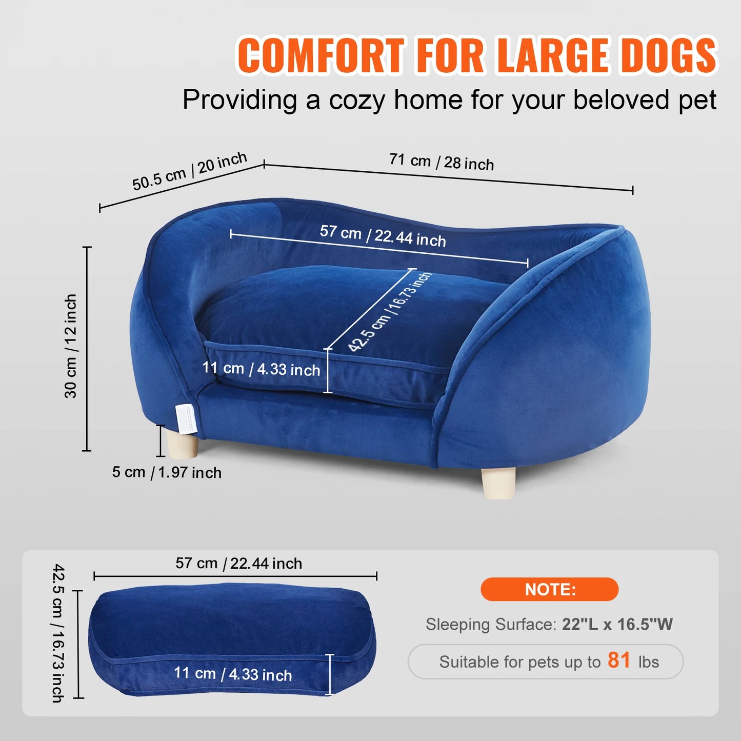SucceBuy Pet Sofa Couch For Medium Sized Dogs And Cats Soft Velvety Dog Bed For Living Room Bedroom Clinic Pet Store