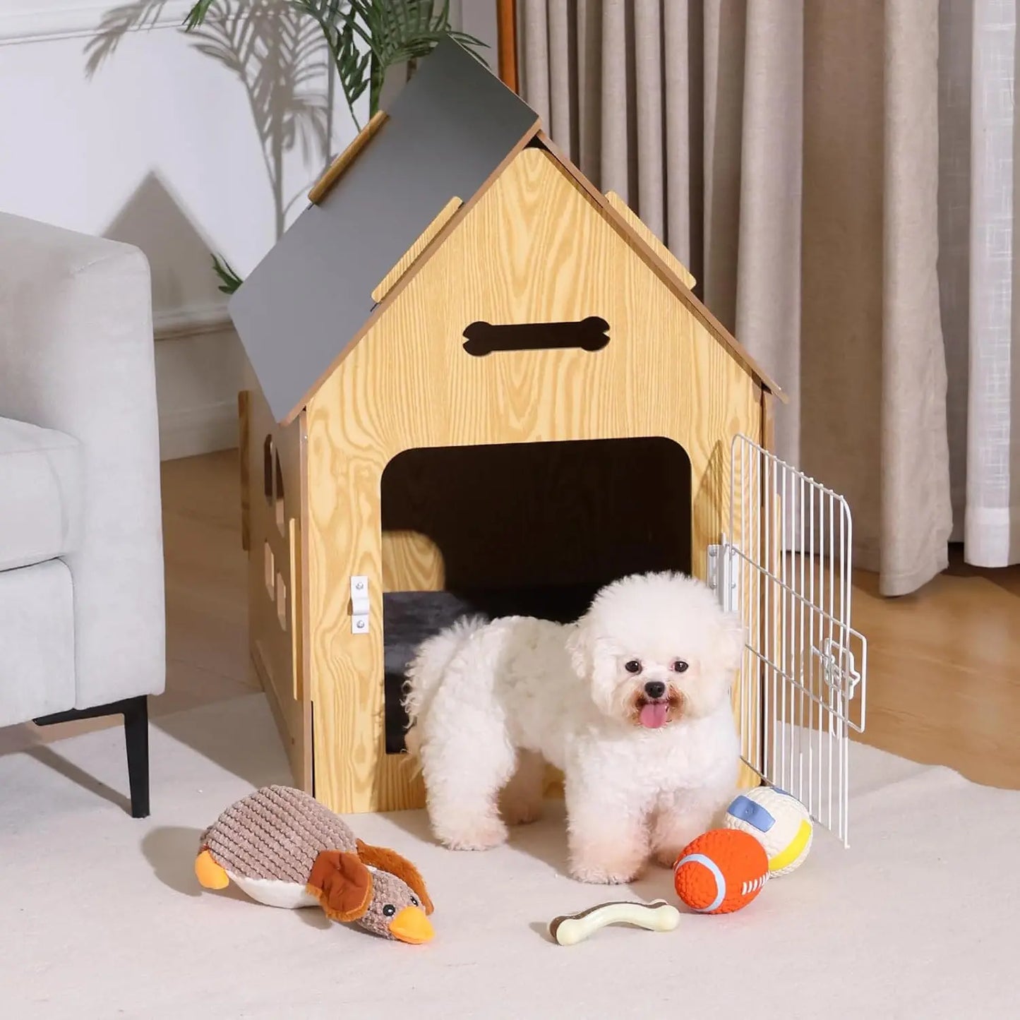 Dog House Indoor for Small Dogs and Cats Cozy Wooden Design with Air Vents and Elevated Floor