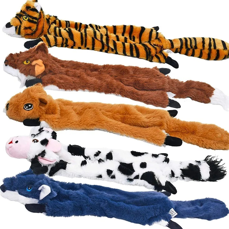 Dog Squeaky Toys 5 Pack Plush Crinkle Chew Toys for Large and Medium Dogs No Stuffing Ideal for Teething and Boredom