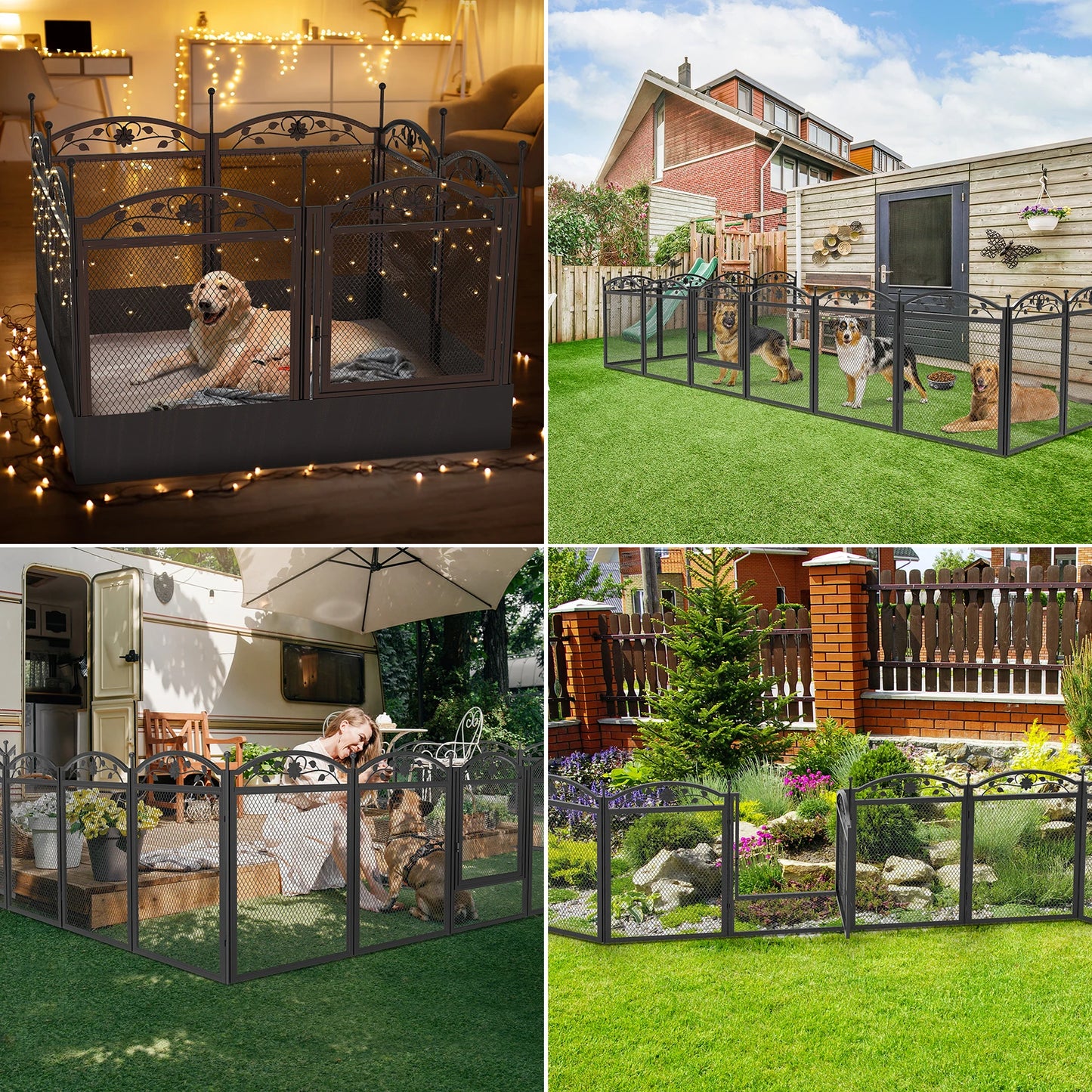 Dog Playpen Fence 8 Panels Detachable Exercise Pen With Pad
